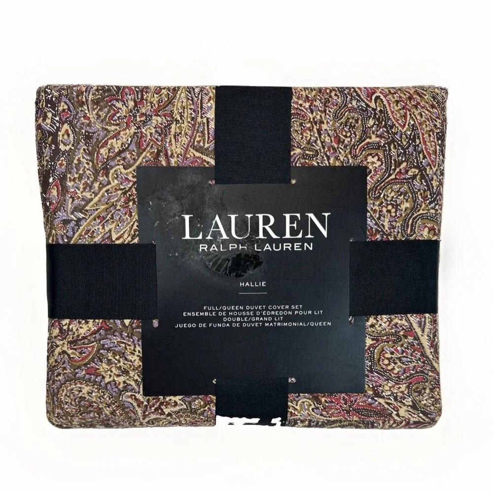 RALPH LAUREN Hallie Duvet Cover Sham Set Full/Queen Cotton Clay Tan Multi $300